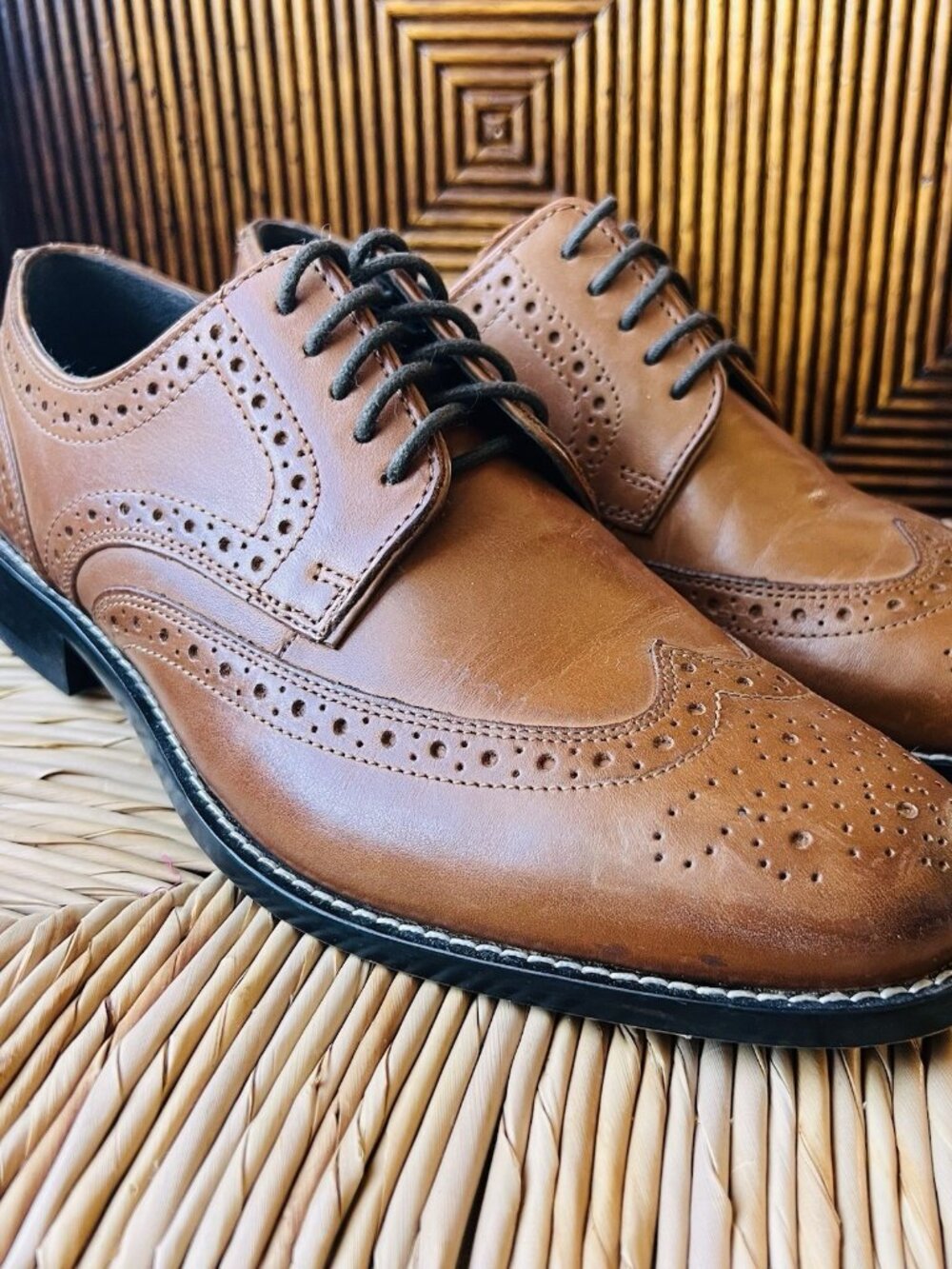 Nunn Bush Sz 8.5 Oxford Nelson 84525 221 Wingtip London Tan Cognac Leather